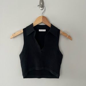 Miss Love Black Collard Crop Top SZ S